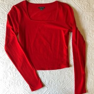Wild Fable Red Long Sleeve Crop Top